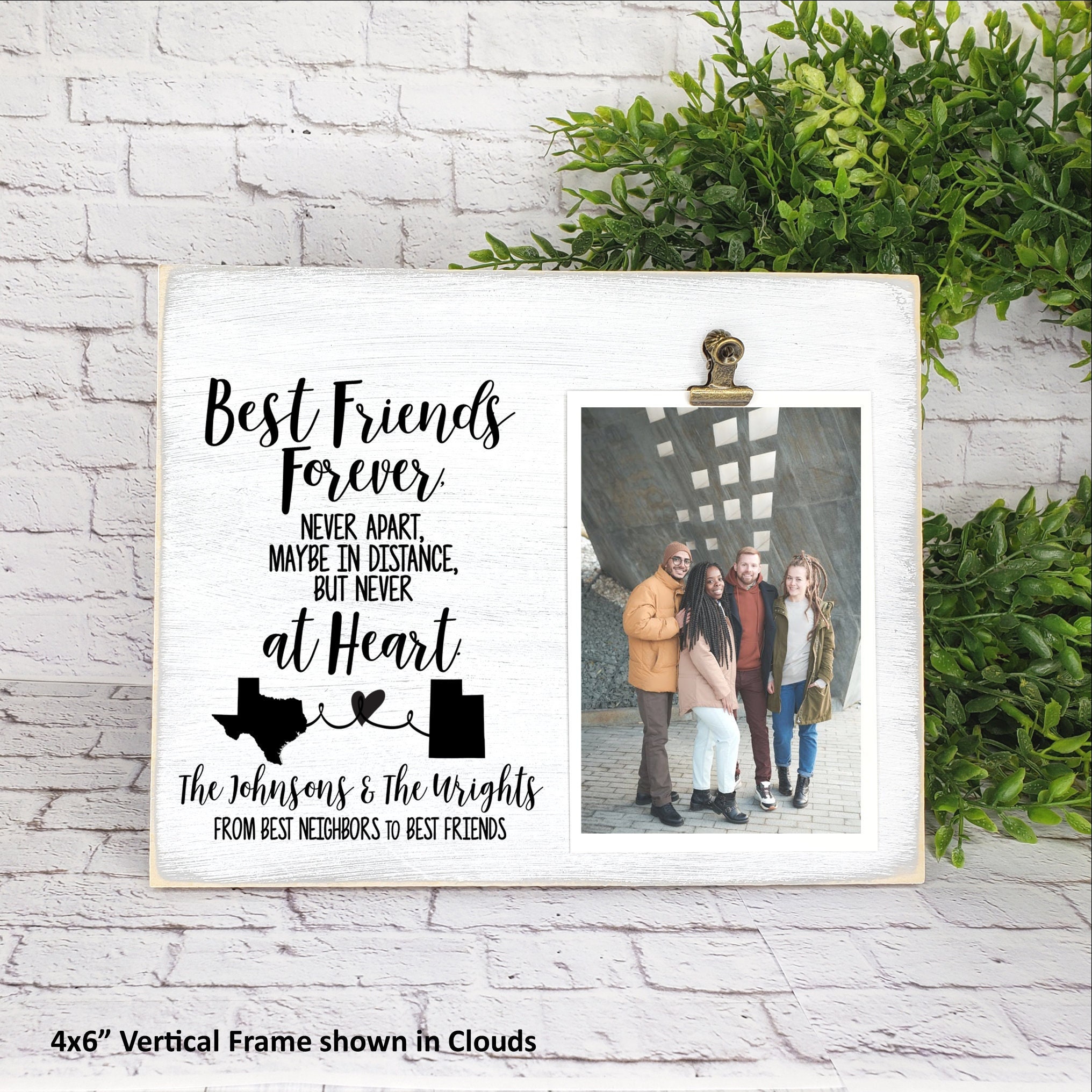 Best Friends Forever Never Apart Personalized Picture Frame, Go Away Friend  Leaving Gift, Long Distance Miss You Bestie, BFF Photo Included 