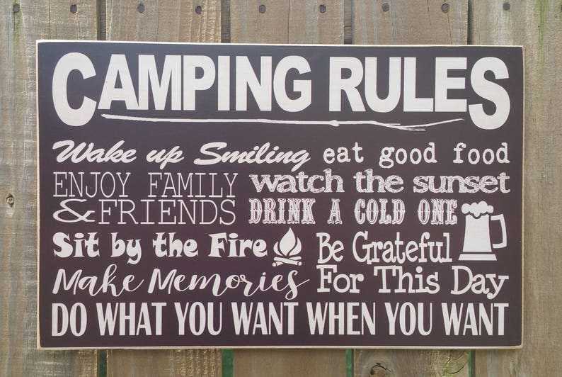 Custom Wood Camping Rules Sign Camp Rules Camp Sign Camping Etsy