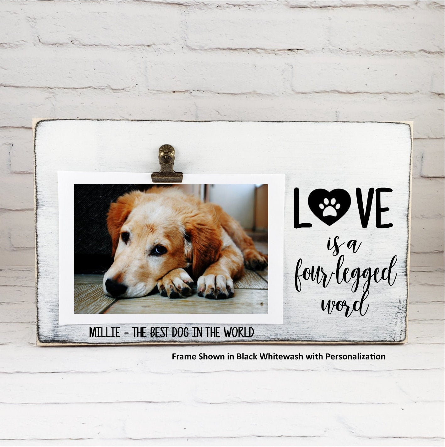 Pet Picture Frame, Love is a Four Legged Word Wood Picture  FIGI Cute Animal Picture Frame main image 0