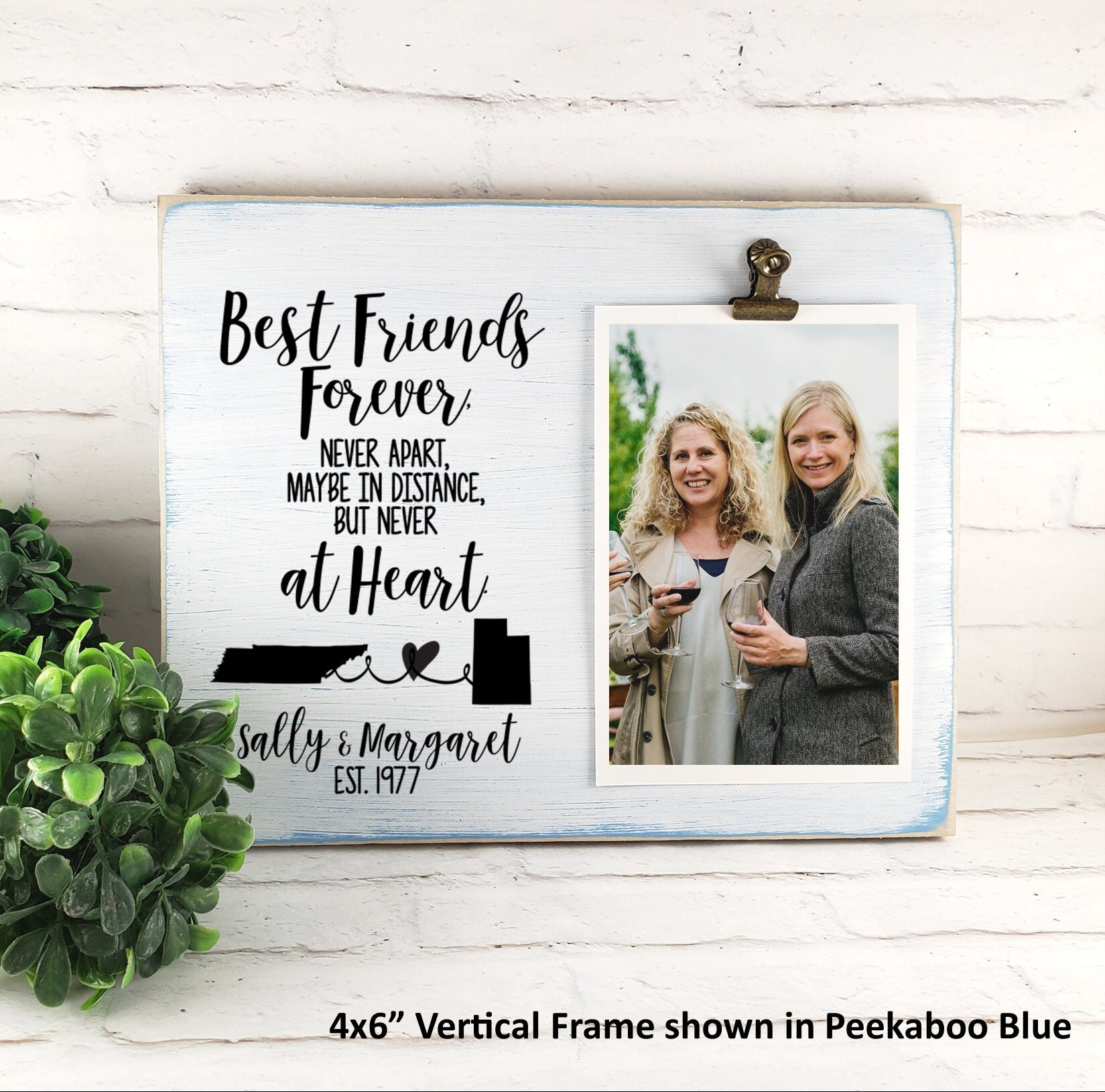 Best Friends Forever Never Apart Personalized Picture Frame, Go Away Friend  Leaving Gift, Long Distance Miss You Bestie, BFF Photo Included 