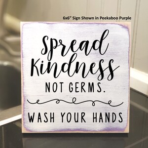 Spread Kindness Not Germs Wash Your Hands Wood Sign, Restroom Sign ...