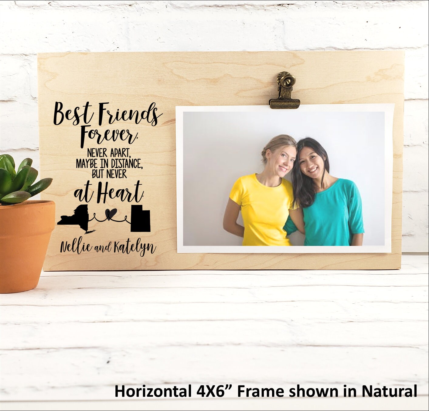 4x6 Picture Frame for Best Friend Picture Frame for Women, Birthday Gifts  for Friend Female, Forever Friends Photo Frame- Side By Side Or Miles Apart