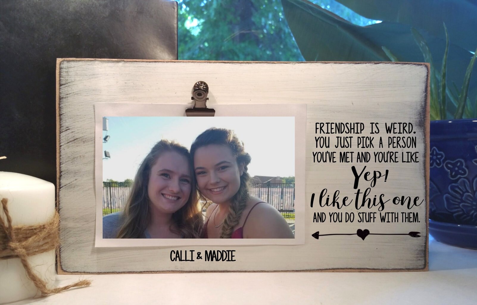 FINGERINSPIRE True Friendship Knows No Distance Cornice portafoto 10x15 cm a lunga distanza per regali dell'amicizia Cornici per amici ricordi, cornice in legno da appendere e da tavolo per la laurea
