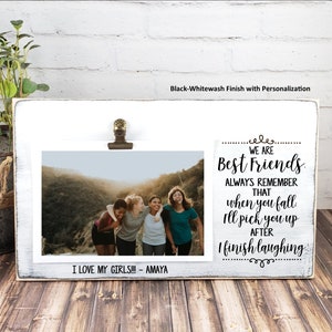 Moldura para fotos de melhores amigas, quando você cair, eu te pego, moldura engraçada personalizada, presente de saída para a faculdade, presente divertido para madrinha de casamento imagem 2
