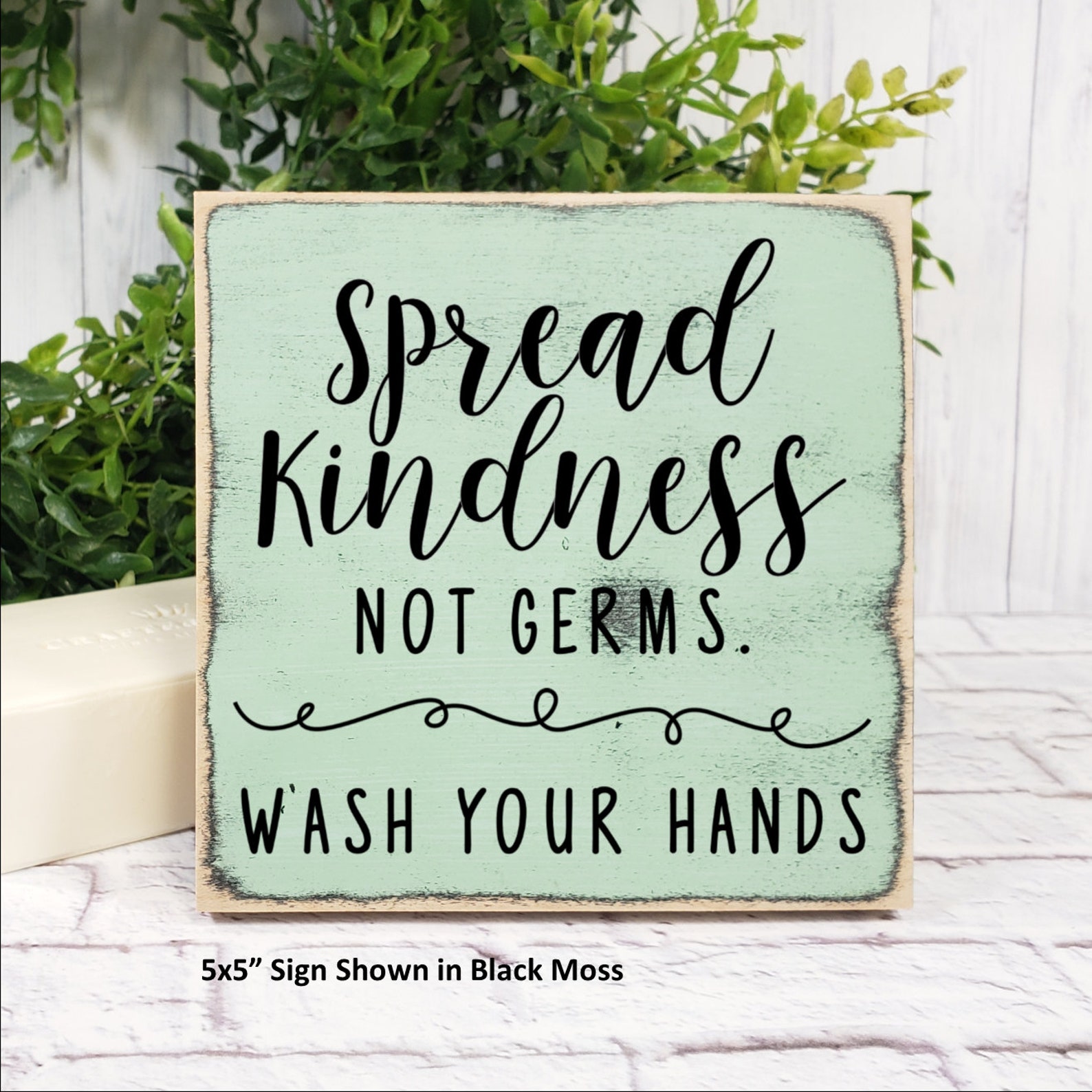 Spread Kindness Not Germs Wash Your Hands Wood Sign Restroom Etsy