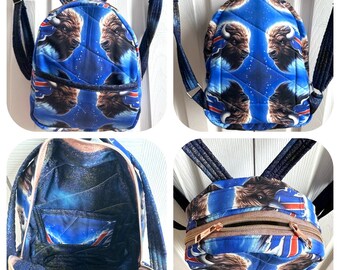 Mini Backpack “my team my town” one of a kind custom handmade  backpack 4” x 9” x 11”