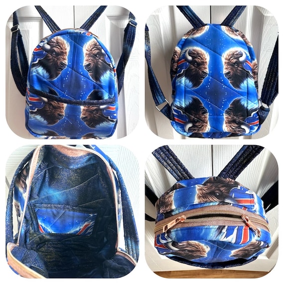 Handmade Mini Backpack: Buffalo Team Fabric, Lightweight Kids Backpack