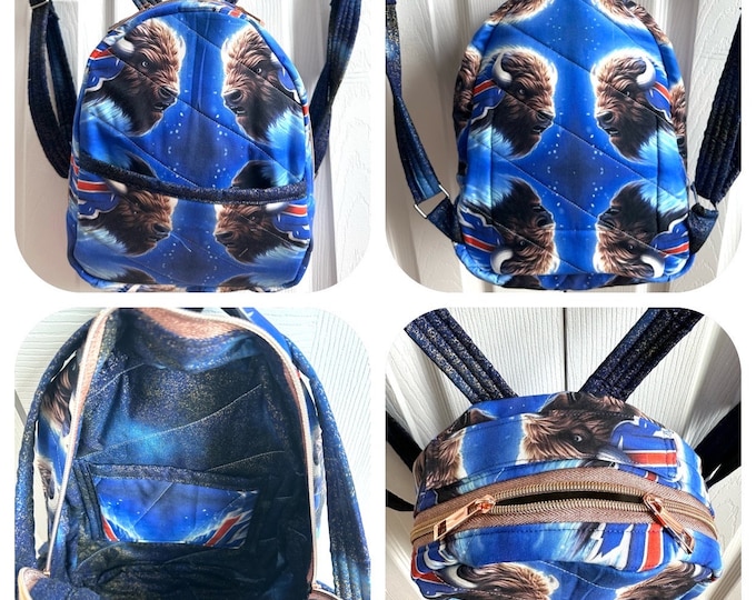 Mini Backpack “my team my town” one of a kind custom handmade  backpack 4” x 9” x 11”