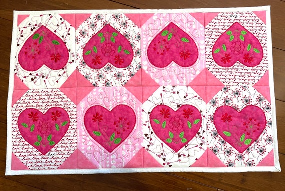 Valentines Day Island runner / table runner / dresser scarf 16” x 26”
