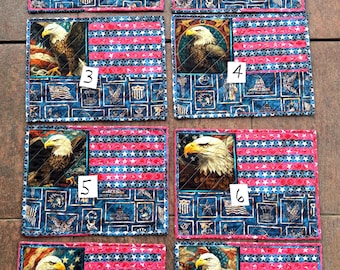 Eagle Patriotic Placemats Quilted Table Linens 14” x 19”