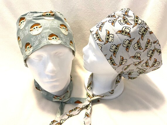Surgical / Scrub cap themed / unisex / washable and reversible with buttons when requested