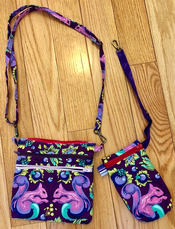 Purse 7 1/2" x 7 1/2" with matching cellphone case 4" x 6 1/2"