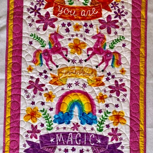 Unicorn quilt or wall hanging 29” x 46”