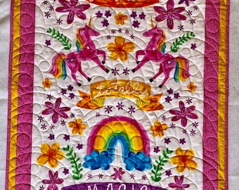 Unicorn quilt or wall hanging 29” x 46”