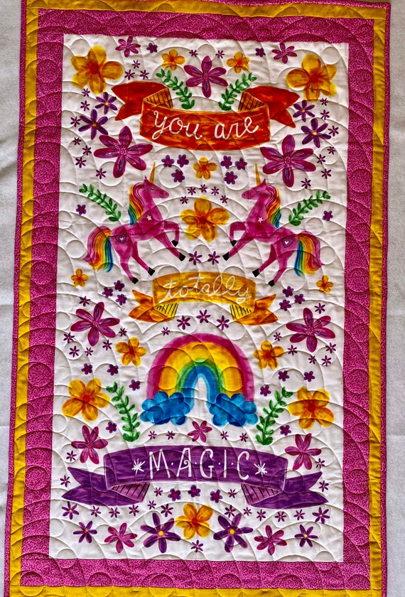Unicorn quilt or wall hanging 29” x 46”