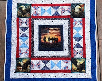 American honor rare find completed custom designed quilt  52” x 57”