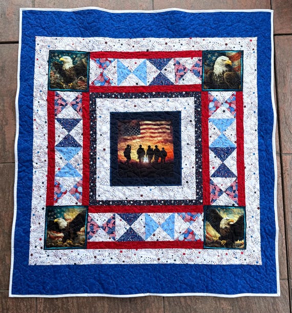 American honor rare find completed custom designed quilt  52” x 57”