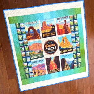 National Parks / The Grand Circle rare find completed custom designed quilt  54” x 56”