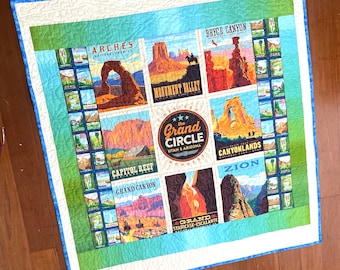 National Parks / The Grand Circle rare find completed custom designed quilt  54” x 56”