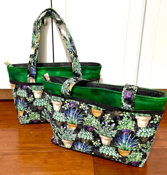Greenery baskets themed padded shoulder bag for shopping, diaper bag, travel or beach
