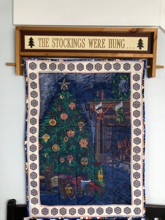 Machine embroidery tapestry with the decorative display