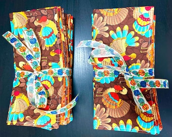 Halloween / Thanksgiving napkins 2 sets of 6 / 2 sided 16” x 16”