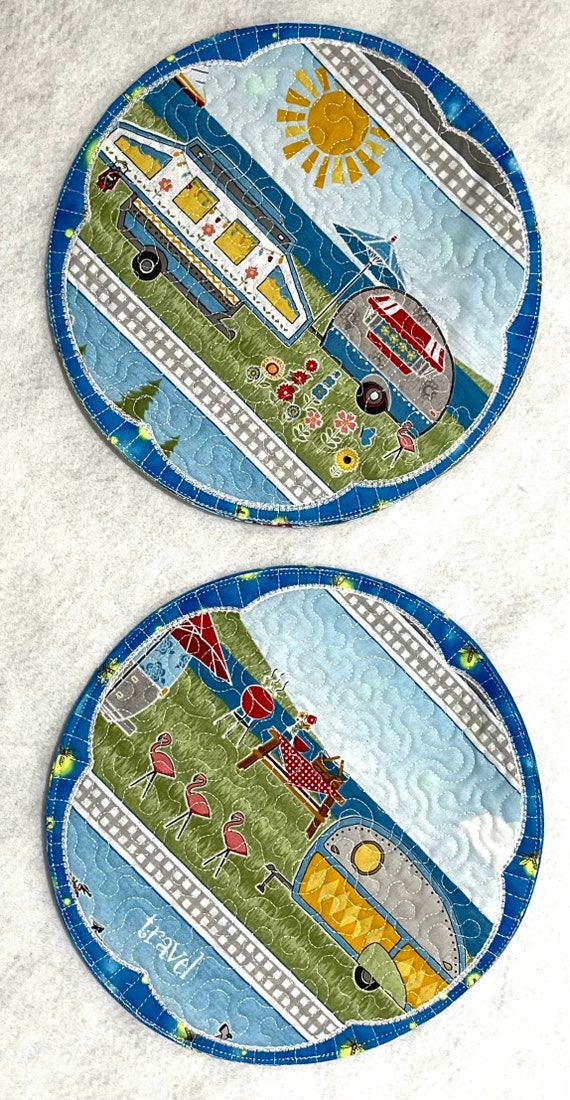 Camping Mini table mats 9 inches in diameter Many available/ check all pictures