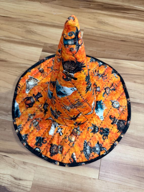 REDUCED Witch Hat , Halloween Costume, Cotton Fabric