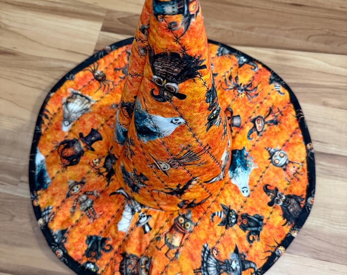 REDUCED Witch Hat , Halloween Costume, Cotton Fabric