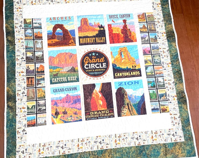 National Parks /  The Grand Circle rare find completed custom designed quilt  63”x 70”