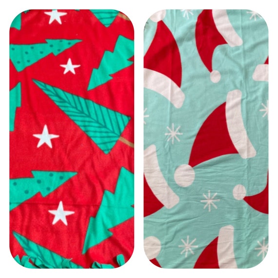 Christmas tree or Santa hat tie blankets 44” x 60”