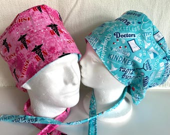 Surgical / Scrub caps /reversible 2 different patterns set of 10