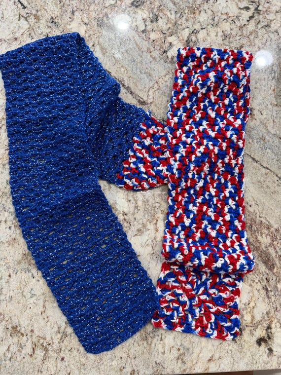 Buffalo football colors 90 x 6 1/2” scarf crochet