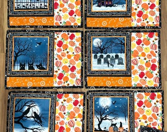 Halloween Placemat Set: Diagonal Stitched Pattern with Matching Napkins