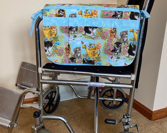Walker bag or wheelchair carryall bag/Playful kittens fabric
