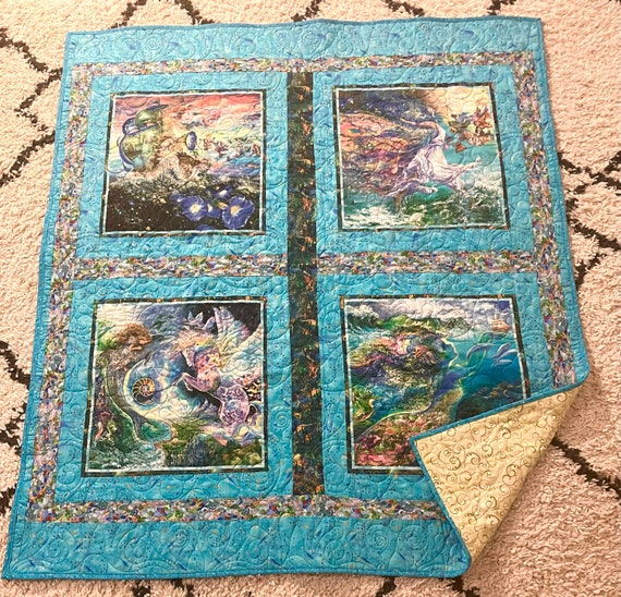 Homemade quilt “Magical colors” one of a kind designed quilt 50” x 54”