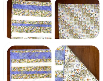 Floral lap, car or baby quilts 32” x 42”