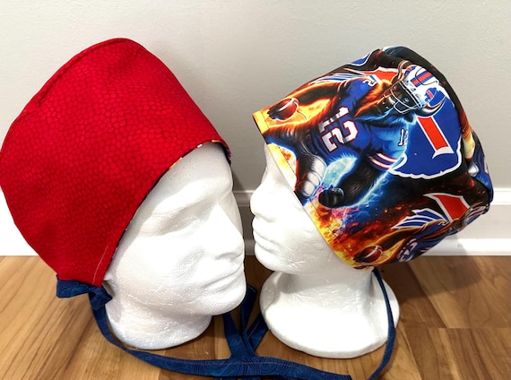 Football themed Surgical / Scrub cap / turban/ unisex / buffalo / reversible