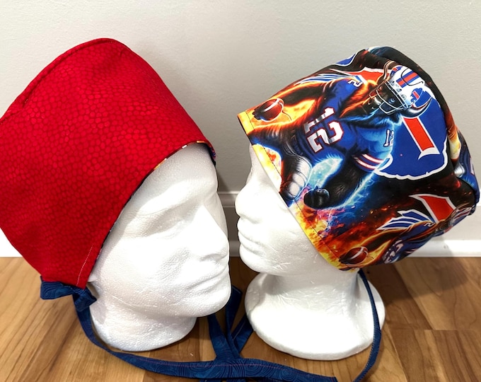 Football themed Surgical / Scrub cap / turban/ unisex / buffalo / reversible