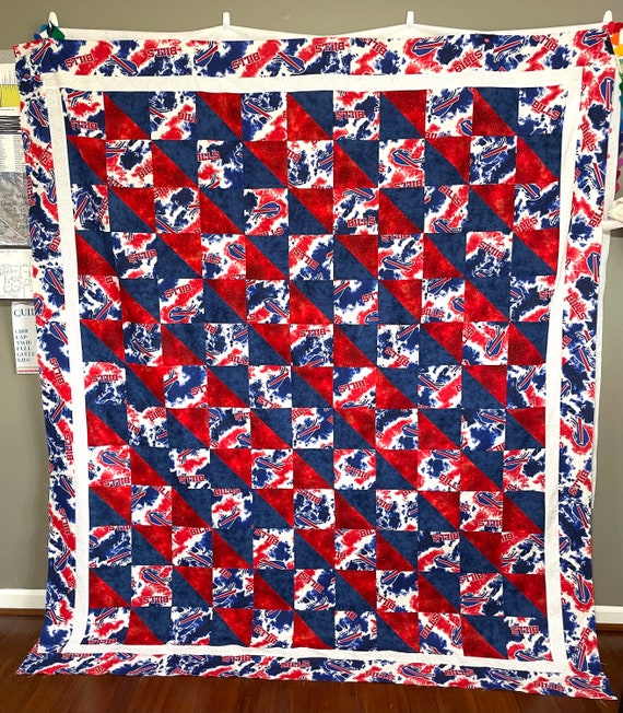 Buffalo Bills Quilt: Handmade Cotton Throw (76” x 88”)