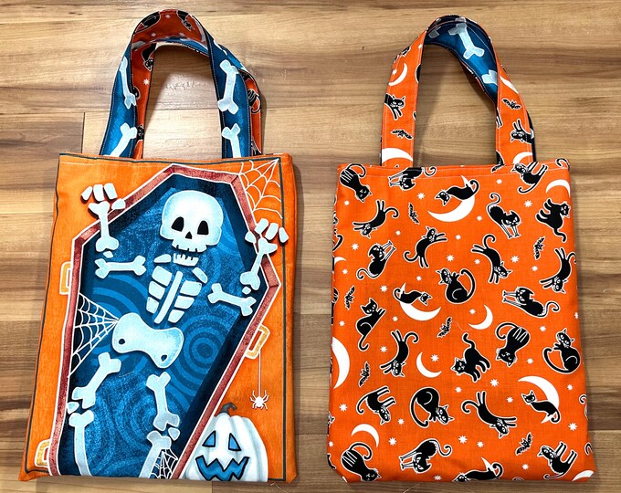 Bag for trick or treating / travel / gift bag / shopping 11” x14” washable and reversible