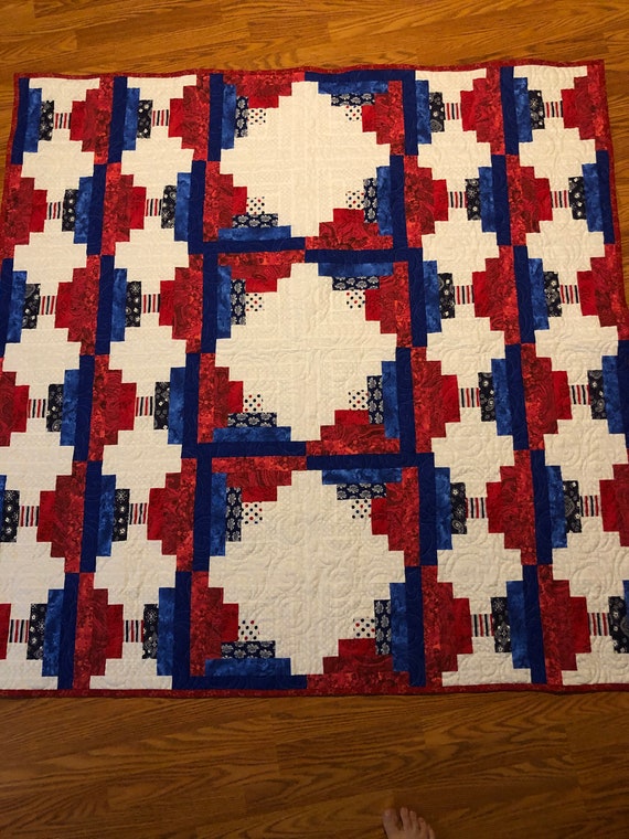Red White And BEAUTIFUL 62 Inches X 62 Inches homemade ready to ship