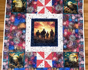 American honor rare find completed custom designed quilt  43” x 48”