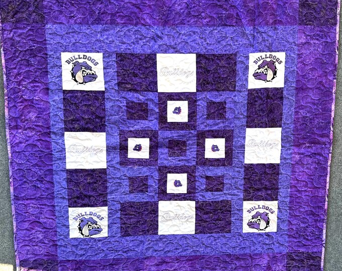 Bulldog’s Quilt: Handmade Cotton Blend Travel Blanket  62” x 64”