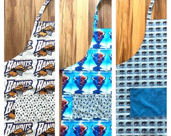 Reversible Apron: Game Day & Kitchen Help, Custom Fabric