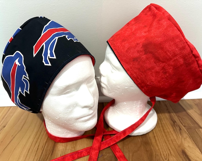 Surgical / Scrub cap with rare fabric / turban/ unisex / buffalo / reversible