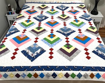 Homemade sharks and butterflies custom quilt 86” x 88”with custom quilting patterns / ONLY ONE