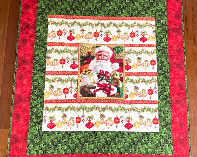 Santa delivery custom quilt 54”x 65” and Christmas bag 12” x 14” x 20” as possible gift wrapping