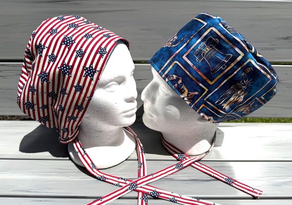Patriotic themed Surgical / Scrub cap / turban/ unisex  / reversible