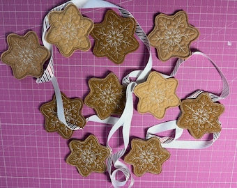 Snowflake gingerbread cookie garland 65 inches